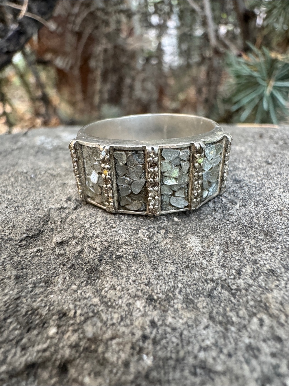 Sundance Silver Mosaic  Inlay Band Ring